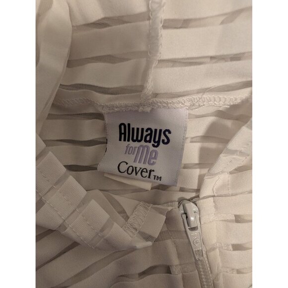 Always For Me Womens Striped White Hooded Cover-Up Jacket With Zipper Closure 1X - Picture 4 of 5